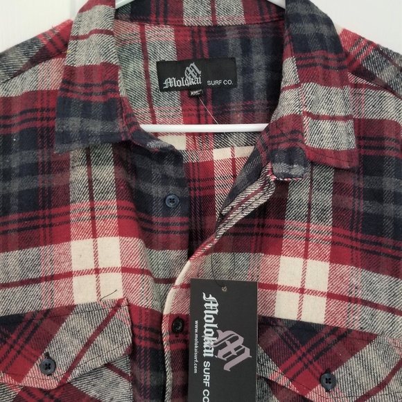 Molokai Surf Co Flannel Shirt NWT 2XL Multicolored - Picture 4 of 6